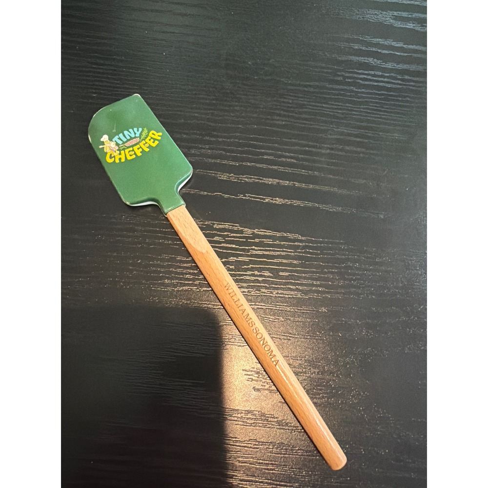 Williams Sonoma Tiny Chef Show Silicone Spatula Green Wood Handle Kitchen Tool